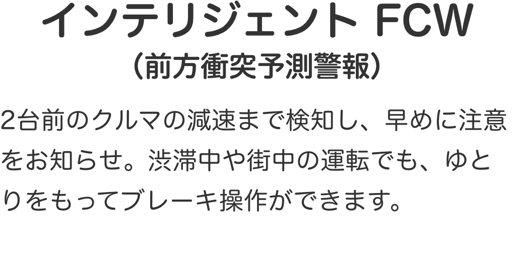 インテリジェント FCW（前方衝突予測警報）