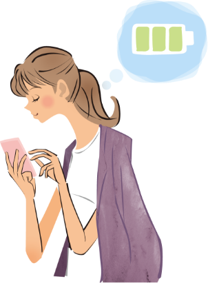自宅でスマホのように手軽に充電できるから次の日にはお出かけ準備万端。